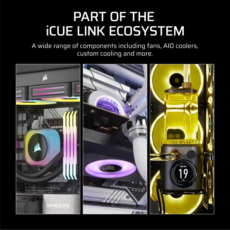 CORSAIR iCUE LINK RX120 MAX RGB White 120mm PWM Thick Fans Starter Kit Fans - 3x 120mm PWM Fan, iCUE LINK System Hub included 11 CORSAIR iCUE LINK RX120 MAX RGB White 120mm PWM Thick Fans Starter Kit Fans - 3x 120mm PWM Fan, iCUE LINK System Hub included - Ảnh 11