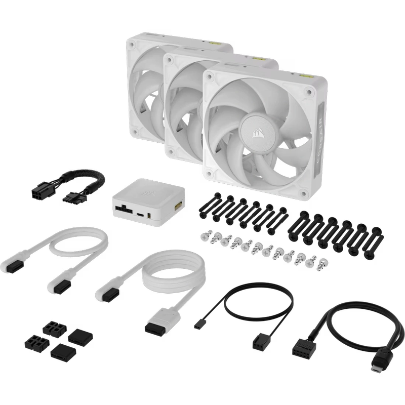 CORSAIR iCUE LINK RX120 MAX RGB White 120mm PWM Thick Fans Starter Kit Fans - 3x 120mm PWM Fan, iCUE LINK System Hub included 4 CORSAIR iCUE LINK RX120 MAX RGB White 120mm PWM Thick Fans Starter Kit Fans - 3x 120mm PWM Fan, iCUE LINK System Hub included - Ảnh 4