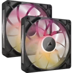 CORSAIR iCUE LINK RX140 MAX RGB Black 140mm PWM Thick Fans Starter Kit Fans - 2x 140mm PWM Fan, iCUE LINK System Hub included