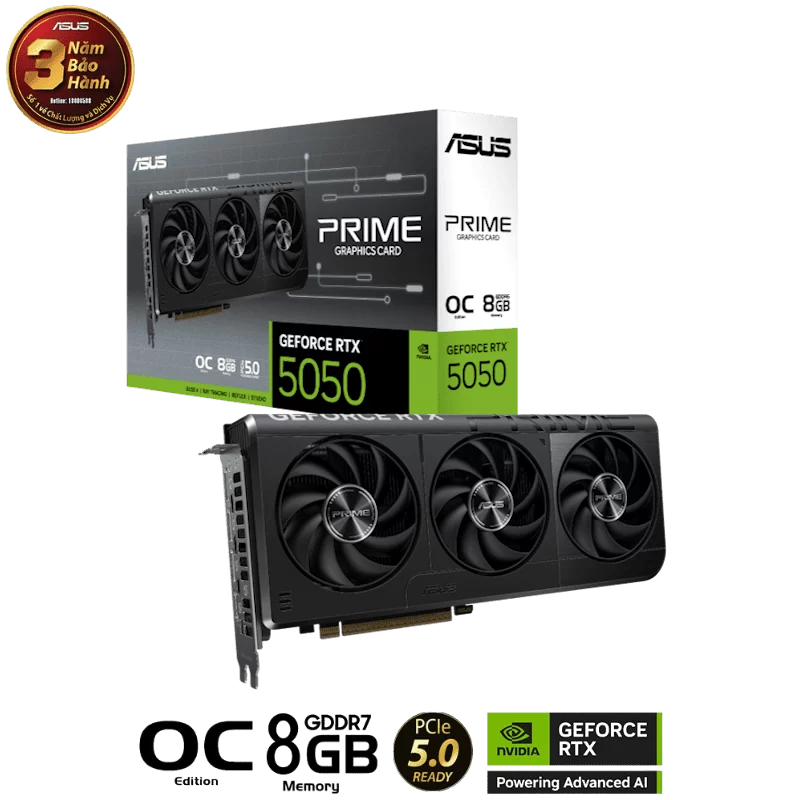 ASUS PRIME GeForce RTX 5050 OC 8GB GDDR6 (PRIME-RTX5050-O8G) Graphics Card 1 ASUS PRIME GeForce RTX 5050 OC 8GB GDDR6 (PRIME-RTX5050-O8G) Graphics Card