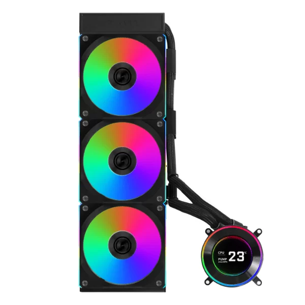 Lian Li Hydroshift II LCD-C 360CL Black AIO Liquid CPU Cooler - 3 x UNI FAN CL Wireless, 2.1 inch IPS 480×480 res LCD Screen 5 Lian Li Hydroshift II LCD-C 360CL Black AIO Liquid CPU Cooler - 3 x UNI FAN CL Wireless, 2.1 inch IPS 480×480 res LCD Screen - Ảnh 5