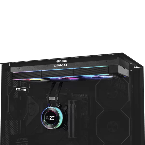Lian Li Hydroshift II LCD-C 360CL Black AIO Liquid CPU Cooler - 3 x UNI FAN CL Wireless, 2.1 inch IPS 480×480 res LCD Screen 6 Lian Li Hydroshift II LCD-C 360CL Black AIO Liquid CPU Cooler - 3 x UNI FAN CL Wireless, 2.1 inch IPS 480×480 res LCD Screen - Ảnh 6