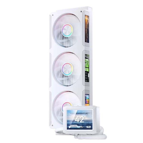 JONSBO TF3-360SCB White AIO Liquid Cooling - 3.5 inches IPS Main Screen (640×480 px), 360mm radiator 2 JONSBO TF3-360SCB White AIO Liquid Cooling - 3.5 inches IPS Main Screen (640×480 px), 360mm radiator - Ảnh 2