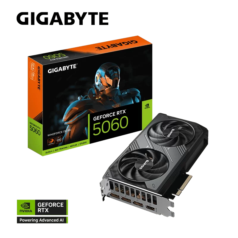 GIGABYTE GeForce RTX 5060 WINDFORCE OC 8G (GV-N5060WF2OC-8GD) Graphics Card 2 GIGABYTE GeForce RTX 5060 WINDFORCE OC 8G (GV-N5060WF2OC-8GD) Graphics Card - Ảnh 2