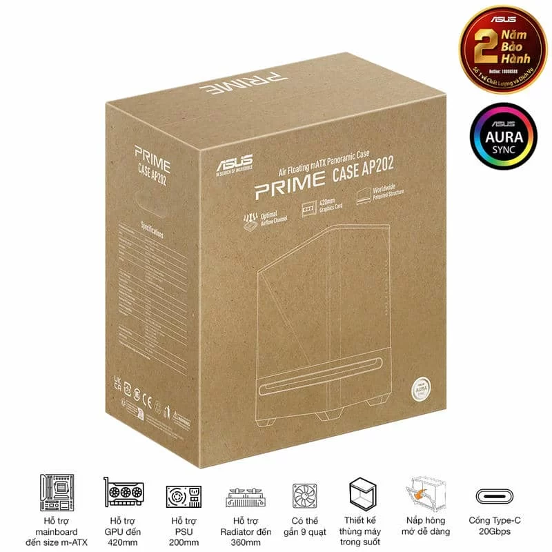 ASUS Prime AP202TG ARGB Black M-ATX Tempered Glass Case 3 ASUS Prime AP202TG ARGB Black M-ATX Tempered Glass Case - Ảnh 3