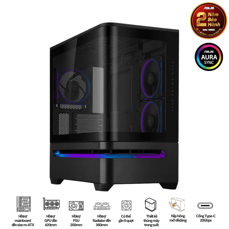 ASUS Prime AP202TG ARGB Black M-ATX Tempered Glass Case 1 ASUS Prime AP202TG ARGB Black M-ATX Tempered Glass Case