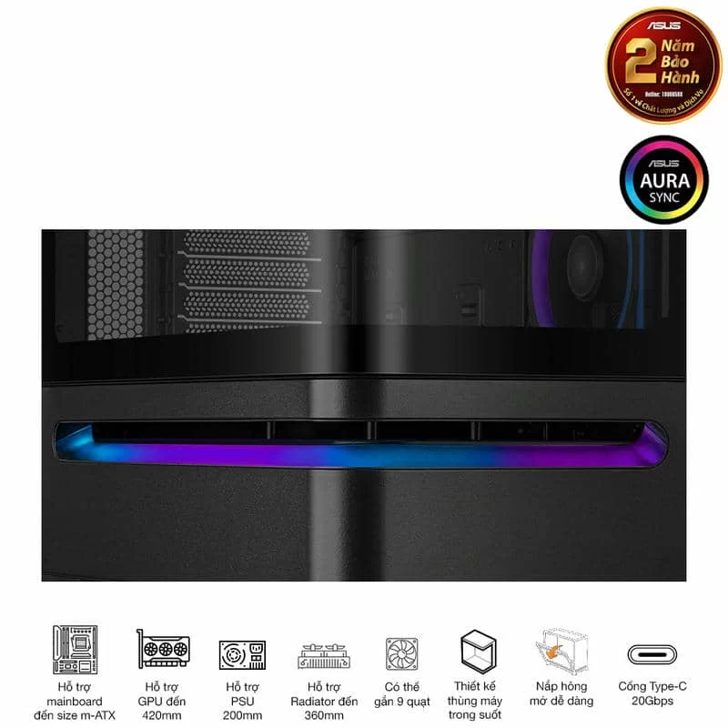 ASUS Prime AP202TG ARGB Black M-ATX Tempered Glass Case 13 ASUS Prime AP202TG ARGB Black M-ATX Tempered Glass Case - Ảnh 13