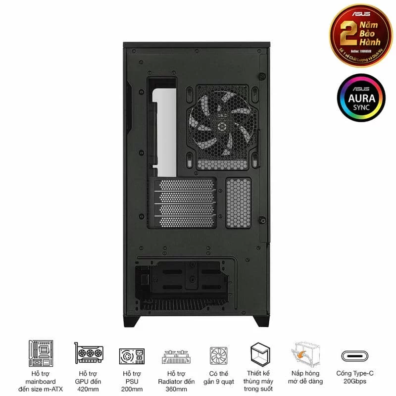 ASUS Prime AP202TG ARGB Black M-ATX Tempered Glass Case 17 ASUS Prime AP202TG ARGB Black M-ATX Tempered Glass Case - Ảnh 17