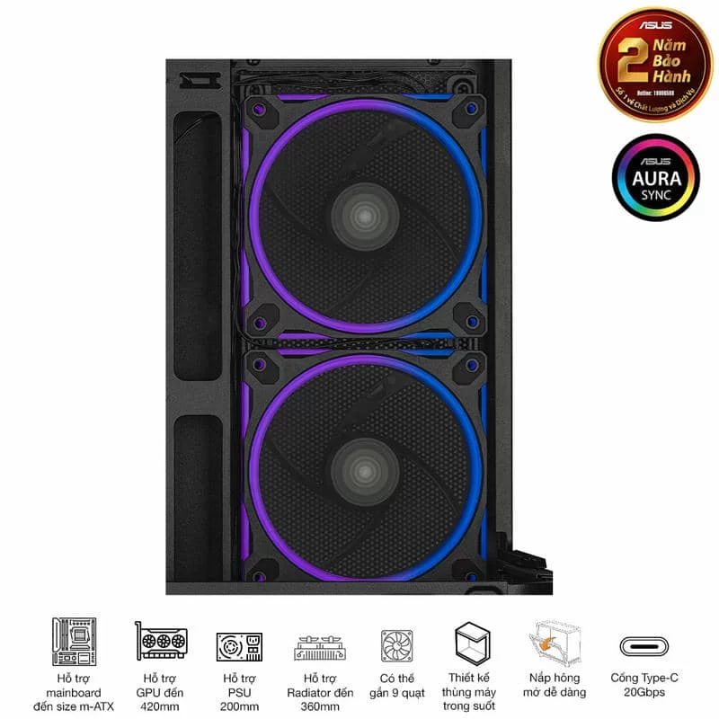 ASUS Prime AP202TG ARGB Black M-ATX Tempered Glass Case 18 ASUS Prime AP202TG ARGB Black M-ATX Tempered Glass Case - Ảnh 18