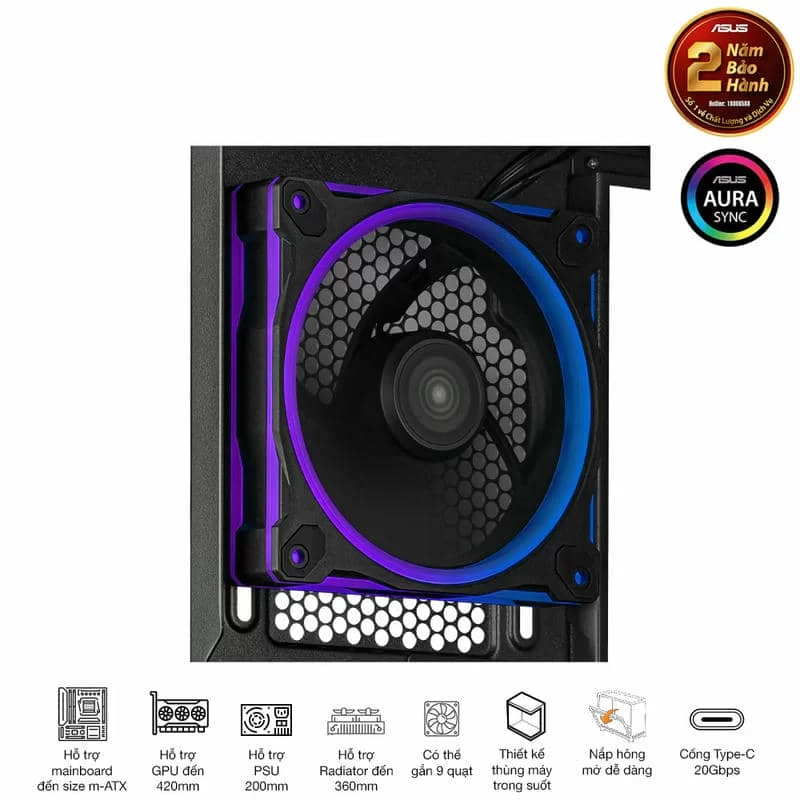 ASUS Prime AP202TG ARGB Black M-ATX Tempered Glass Case 19 ASUS Prime AP202TG ARGB Black M-ATX Tempered Glass Case - Ảnh 19