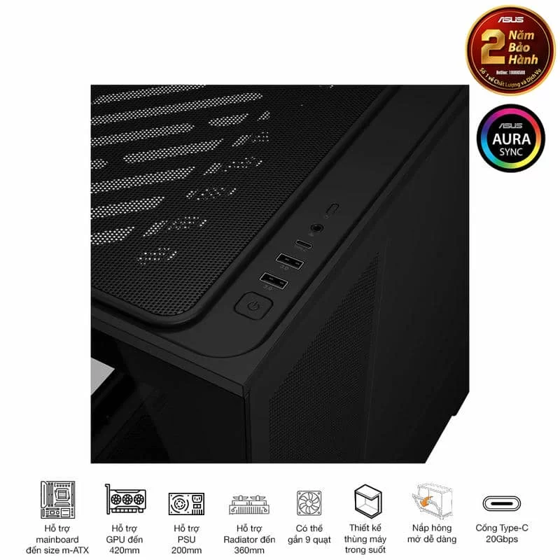 ASUS Prime AP202TG ARGB Black M-ATX Tempered Glass Case 21 ASUS Prime AP202TG ARGB Black M-ATX Tempered Glass Case - Ảnh 21
