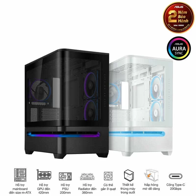 ASUS Prime AP202TG ARGB Black M-ATX Tempered Glass Case 22 ASUS Prime AP202TG ARGB Black M-ATX Tempered Glass Case - Ảnh 22