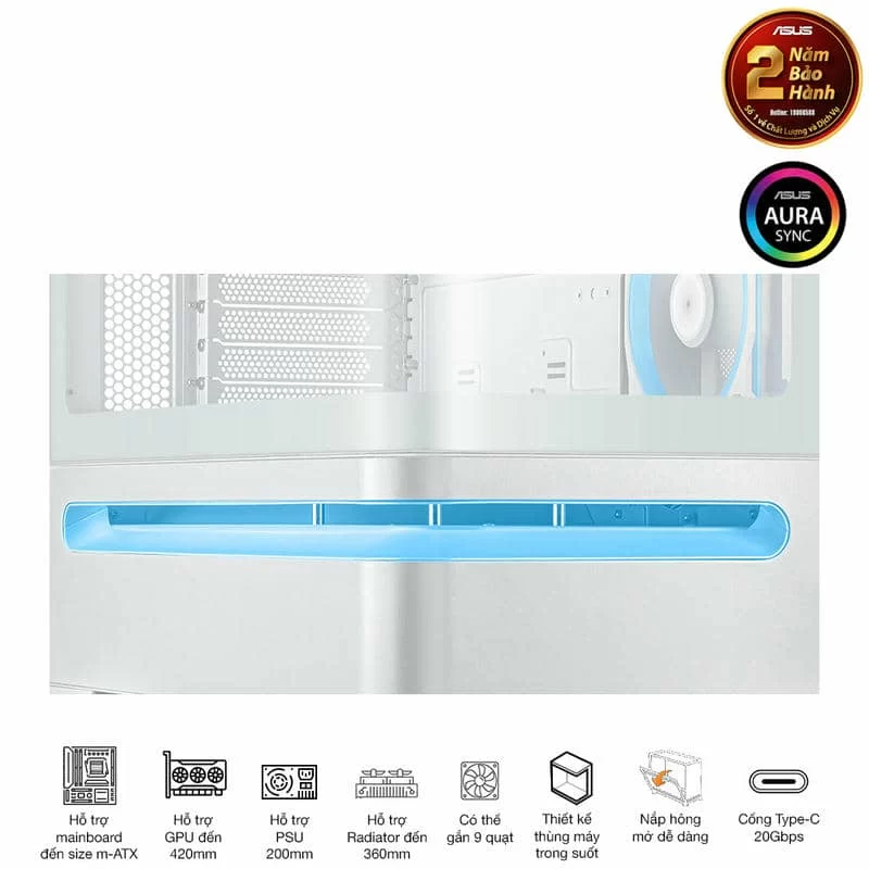 ASUS Prime AP202TG ARGB White M-ATX Tempered Glass Case 13 ASUS Prime AP202TG ARGB White M-ATX Tempered Glass Case - Ảnh 13