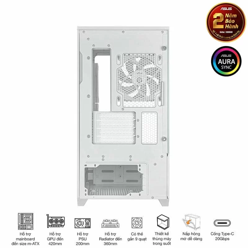 ASUS Prime AP202TG ARGB White M-ATX Tempered Glass Case 17 ASUS Prime AP202TG ARGB White M-ATX Tempered Glass Case - Ảnh 17