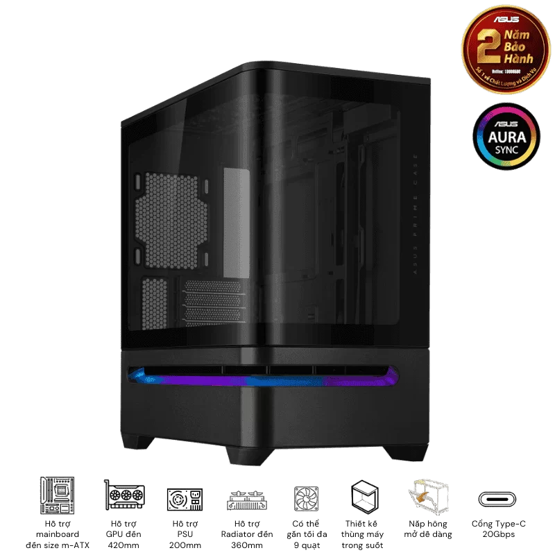ASUS Prime AP202TG Black M-ATX Tempered Glass Case 1 ASUS Prime AP202TG Black M-ATX Tempered Glass Case