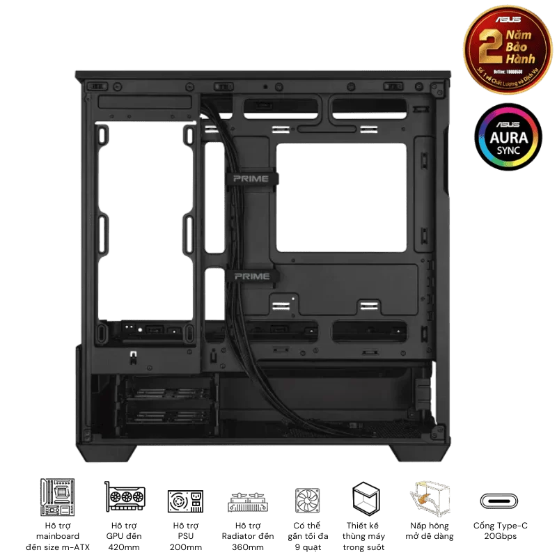 ASUS Prime AP202TG Black M-ATX Tempered Glass Case 11 ASUS Prime AP202TG Black M-ATX Tempered Glass Case - Ảnh 11