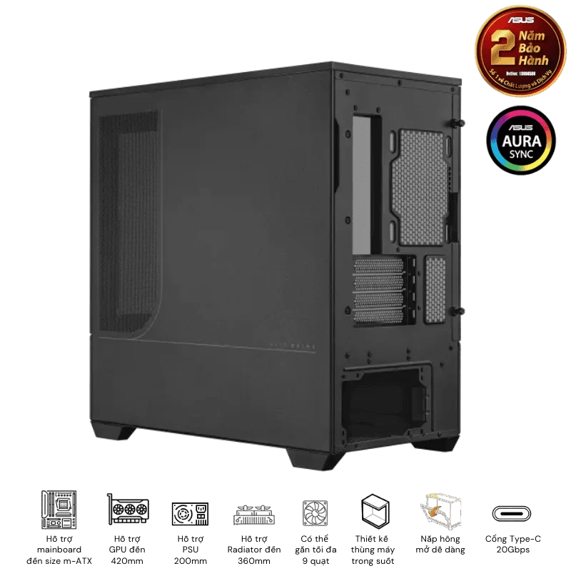 ASUS Prime AP202TG Black M-ATX Tempered Glass Case 12 ASUS Prime AP202TG Black M-ATX Tempered Glass Case - Ảnh 12