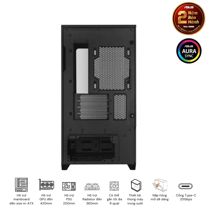 ASUS Prime AP202TG Black M-ATX Tempered Glass Case 13 ASUS Prime AP202TG Black M-ATX Tempered Glass Case - Ảnh 13