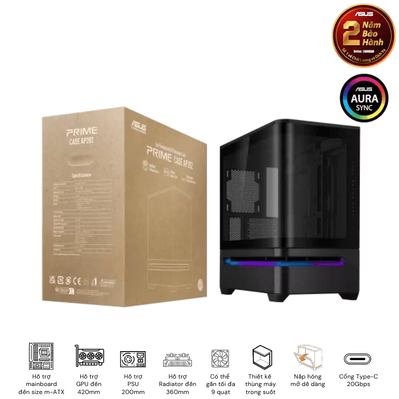 ASUS Prime AP202TG Black M-ATX Tempered Glass Case 16 ASUS Prime AP202TG Black M-ATX Tempered Glass Case - Ảnh 16