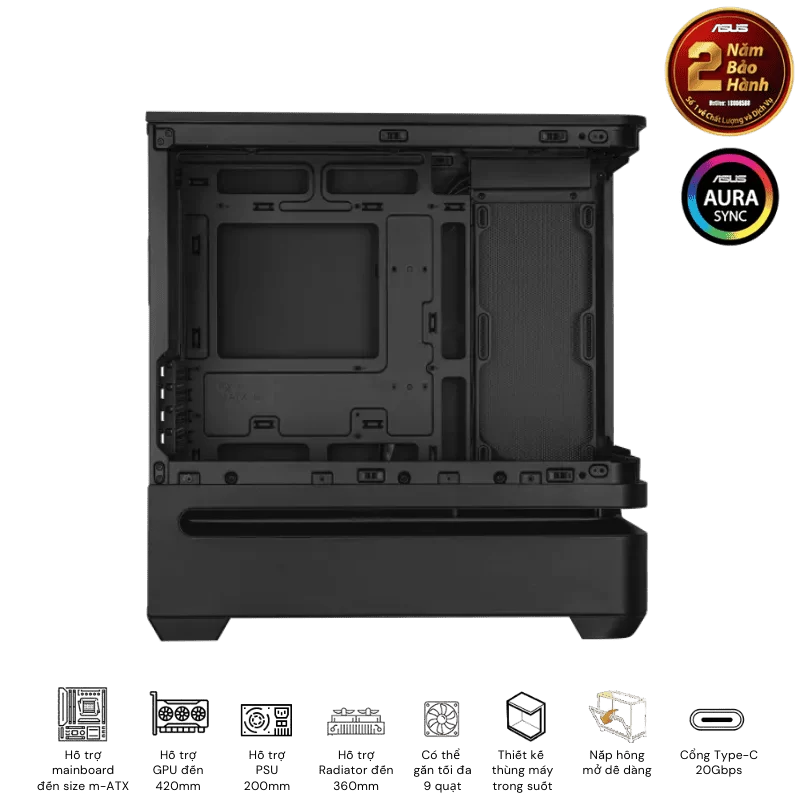 ASUS Prime AP202TG Black M-ATX Tempered Glass Case 17 ASUS Prime AP202TG Black M-ATX Tempered Glass Case - Ảnh 17