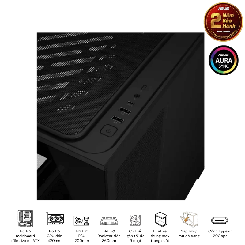 ASUS Prime AP202TG Black M-ATX Tempered Glass Case 18 ASUS Prime AP202TG Black M-ATX Tempered Glass Case - Ảnh 18