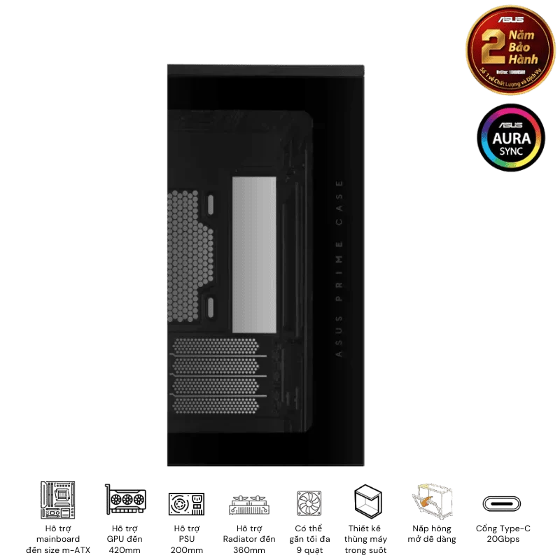 ASUS Prime AP202TG Black M-ATX Tempered Glass Case 7 ASUS Prime AP202TG Black M-ATX Tempered Glass Case - Ảnh 7
