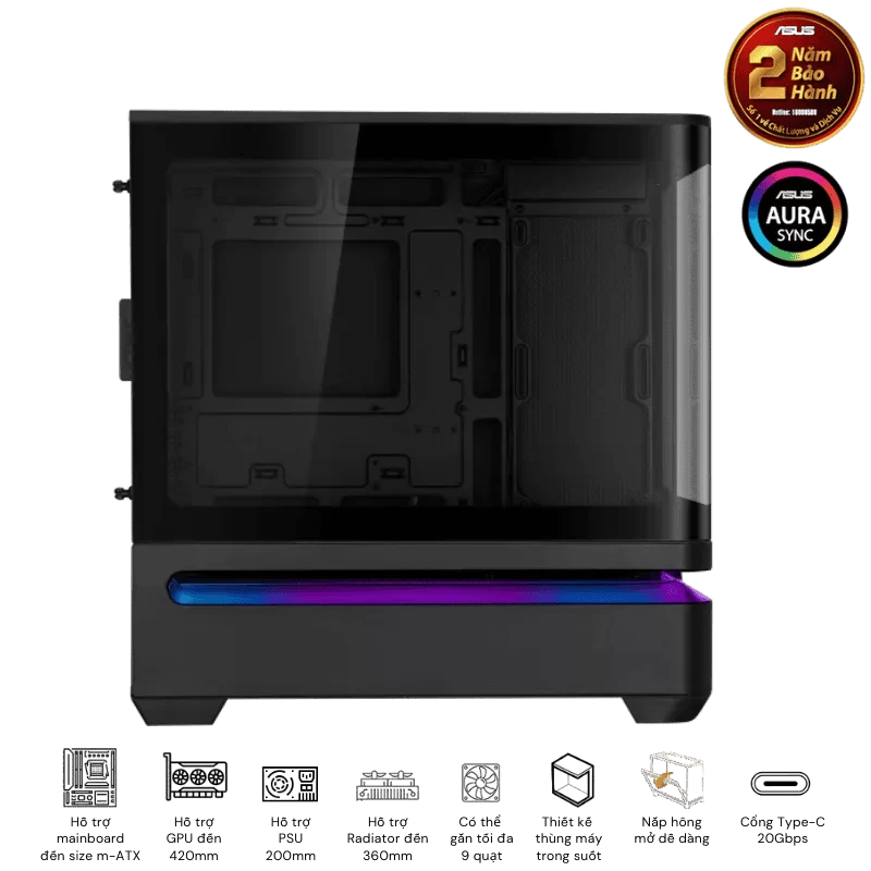 ASUS Prime AP202TG Black M-ATX Tempered Glass Case 8 ASUS Prime AP202TG Black M-ATX Tempered Glass Case - Ảnh 8