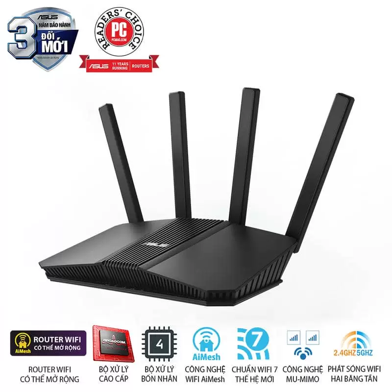 ASUS RT-BE58U WiFi 7 AiMesh Extendable Router - 688+2882 Mbps, 4x External antenna 4 ASUS RT-BE58U WiFi 7 AiMesh Extendable Router - 688+2882 Mbps, 4x External antenna - Ảnh 4