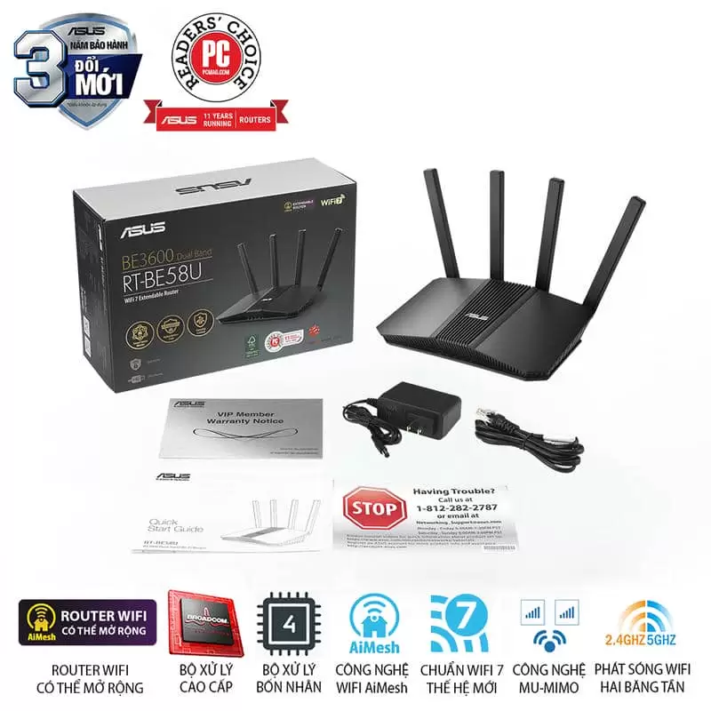 ASUS RT-BE58U WiFi 7 AiMesh Extendable Router - 688+2882 Mbps, 4x External antenna 6 ASUS RT-BE58U WiFi 7 AiMesh Extendable Router - 688+2882 Mbps, 4x External antenna - Ảnh 6