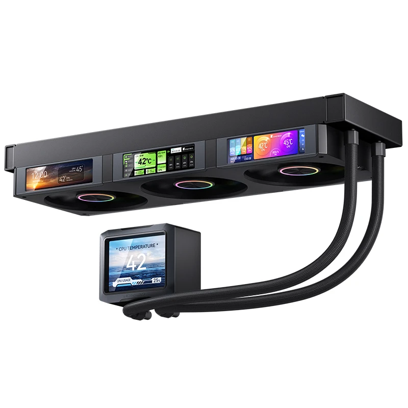 JONSBO TF3-360SCB Black AIO Liquid Cooling - 3.5 inches IPS Main Screen (640×480 px), 360mm radiator 5 JONSBO TF3-360SCB Black AIO Liquid Cooling - 3.5 inches IPS Main Screen (640×480 px), 360mm radiator - Ảnh 5