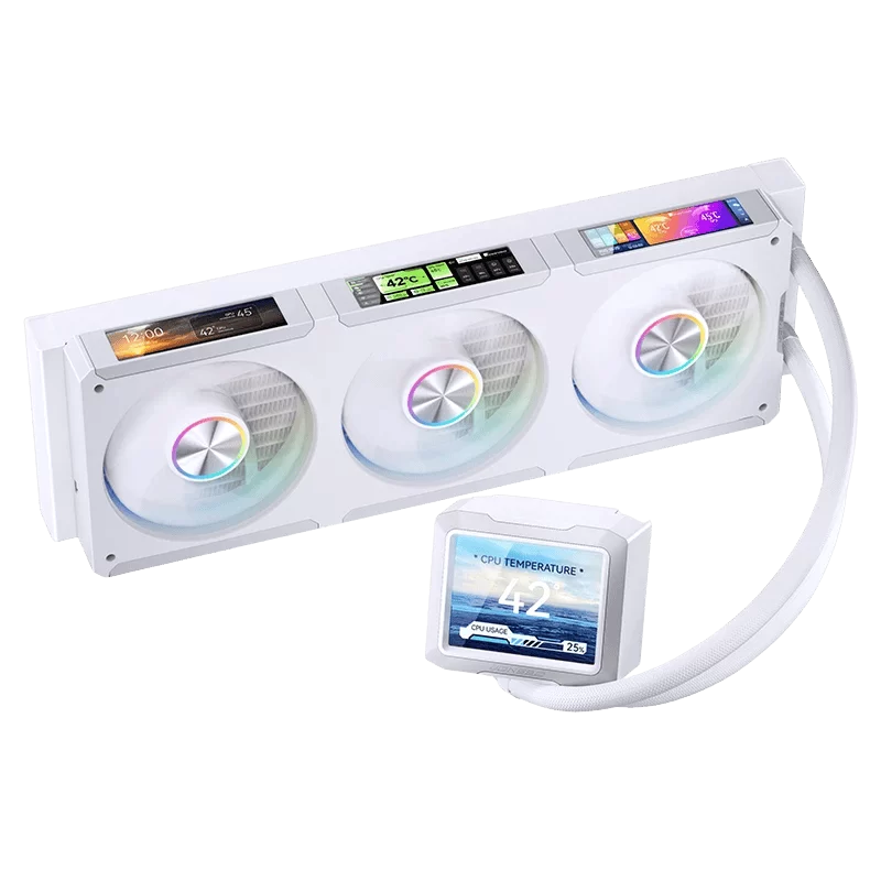JONSBO TF3-360SCB White AIO Liquid Cooling - 3.5 inches IPS Main Screen (640×480 px), 360mm radiator 1 JONSBO TF3-360SCB White AIO Liquid Cooling - 3.5 inches IPS Main Screen (640×480 px), 360mm radiator