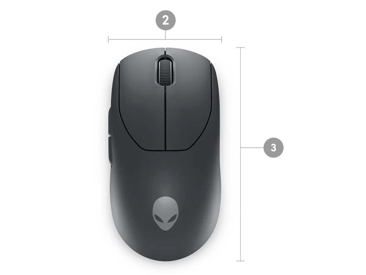 alienware pro mouse dsotm pdp dimension width length