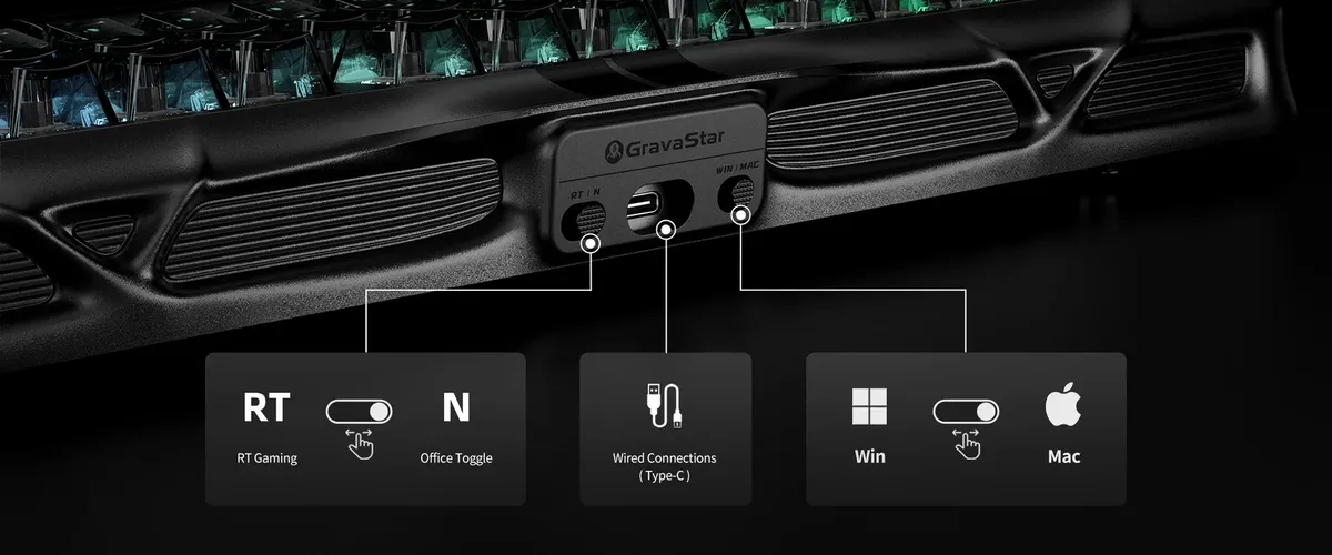 gravastar mercury v75 he gaming keyboard 75 percent hall effect magnetic switches 8khz polling rgb aluminum hot swappable 13