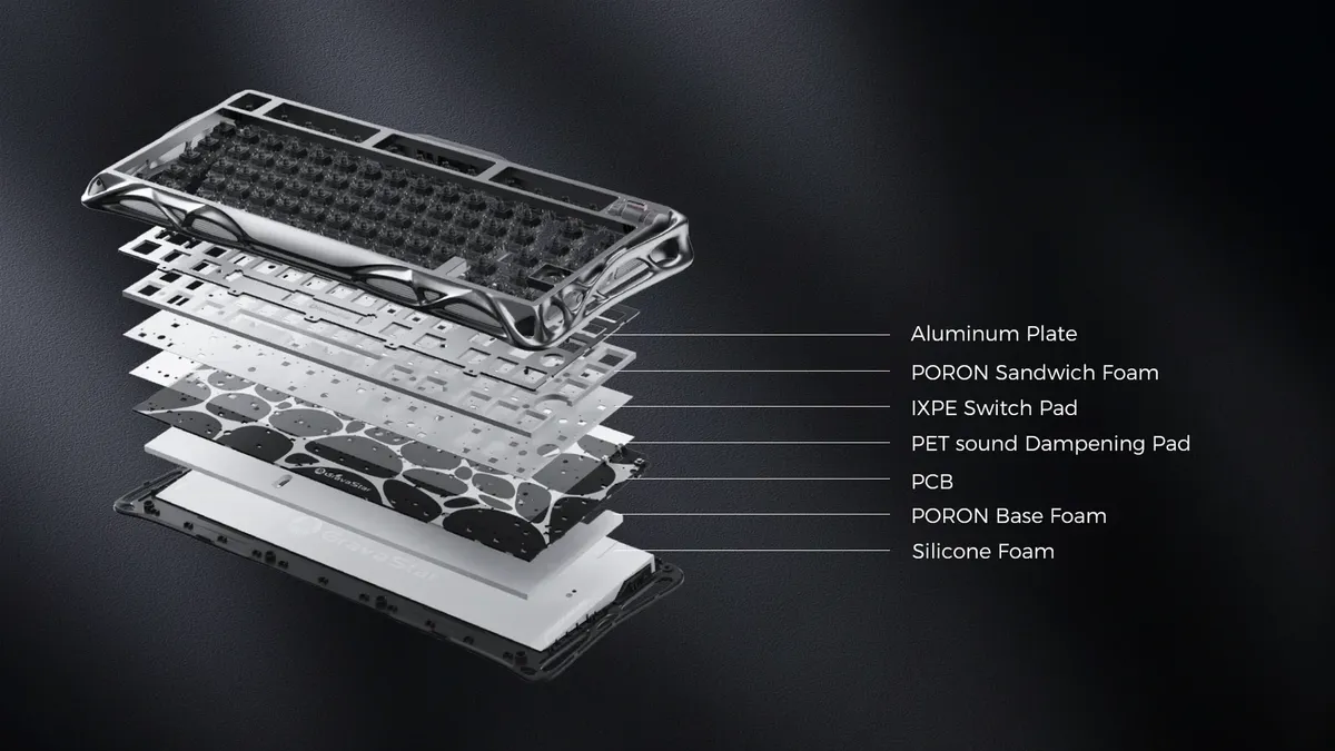 gravastar mercury v75 he gaming keyboard 75 percent hall effect magnetic switches 8khz polling rgb aluminum hot swappable 14