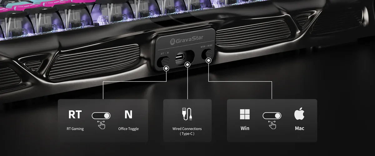 gravastar mercury v75 pro cyberpunk 75 percent hall effect magnetic switches 8khz polling rgb aluminum hot swappable futuristic design 11