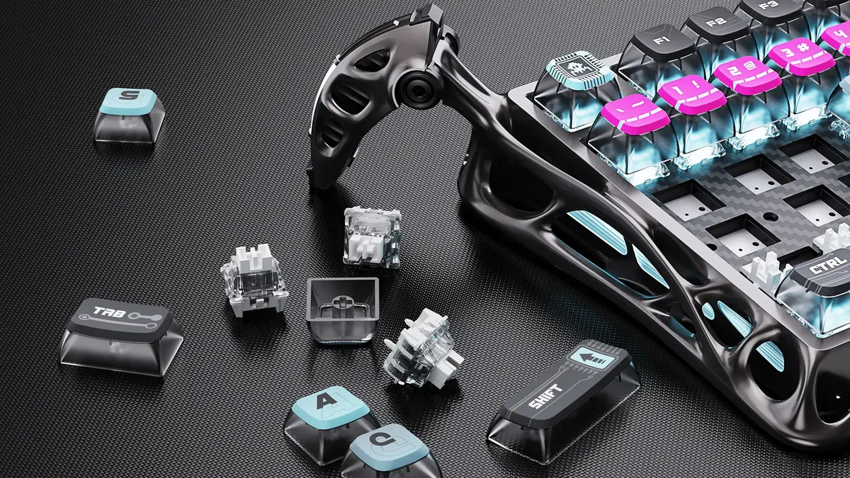 gravastar mercury v75 pro cyberpunk 75 percent hall effect magnetic switches 8khz polling rgb aluminum hot swappable futuristic design 13
