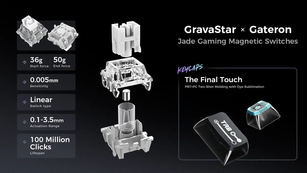 gravastar mercury v75 pro cyberpunk 75 percent hall effect magnetic switches 8khz polling rgb aluminum hot swappable futuristic design 16