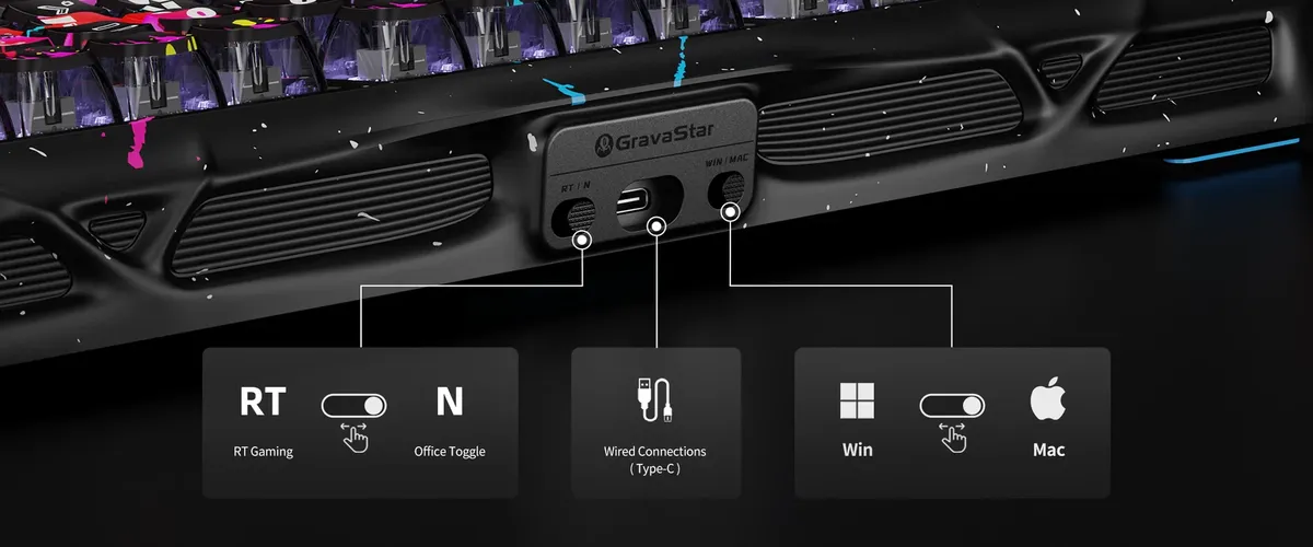gravastar mercury v75 pro special edition neon graffiti 75 percent hall effect magnetic switches 8khz polling rgb aluminum hot swappable street art 13