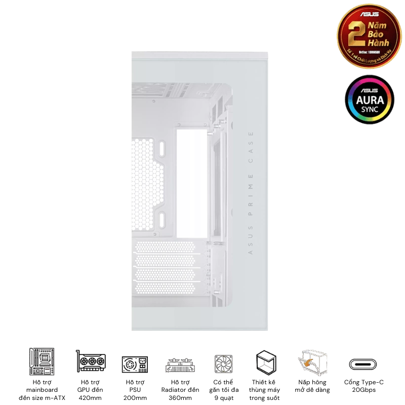 ASUS Prime AP202TG White M-ATX Tempered Glass Case 6 ASUS Prime AP202TG White M-ATX Tempered Glass Case - Ảnh 6