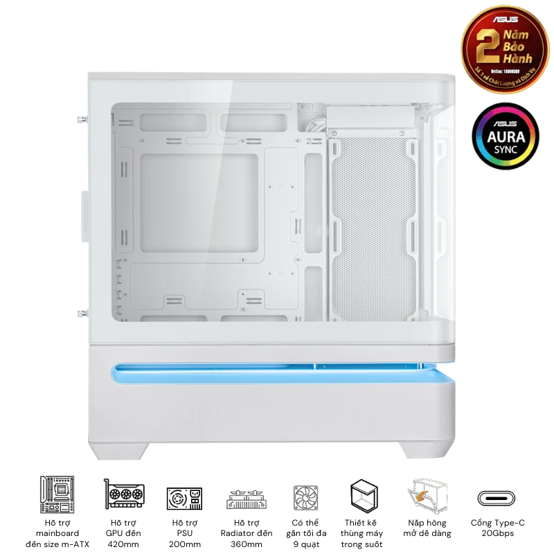 ASUS Prime AP202TG White M-ATX Tempered Glass Case 5 ASUS Prime AP202TG White M-ATX Tempered Glass Case - Ảnh 5