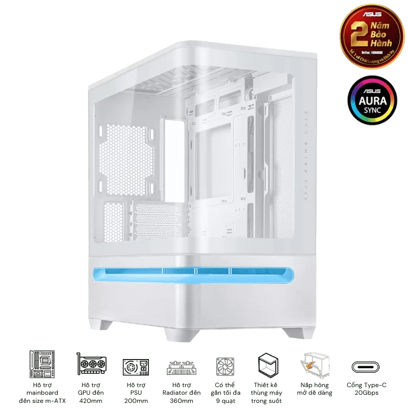 ASUS Prime AP202TG White M-ATX Tempered Glass Case 1 ASUS Prime AP202TG White M-ATX Tempered Glass Case
