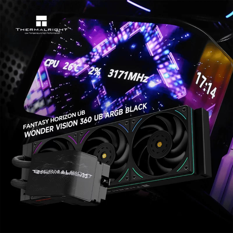 THERMALRIGHT Wonder Vision 360 UB ARGB Black AIO Liquid CPU Cooler - 6.67'' Curved Screen 3D Effect, 2150RPM TL-UB36 Fans 5 THERMALRIGHT Wonder Vision 360 UB ARGB Black AIO Liquid CPU Cooler - 6.67'' Curved Screen 3D Effect, 2150RPM TL-UB36 Fans - Ảnh 5