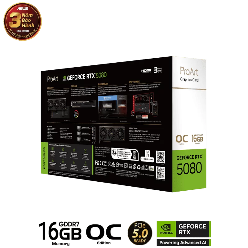 ASUS ProArt GeForce RTX 5080 OC Editon 16GB GDDR7 (PROART-RTX5080-O16G) Graphics Card 13 ASUS ProArt GeForce RTX 5080 OC Editon 16GB GDDR7 (PROART-RTX5080-O16G) Graphics Card - Ảnh 13