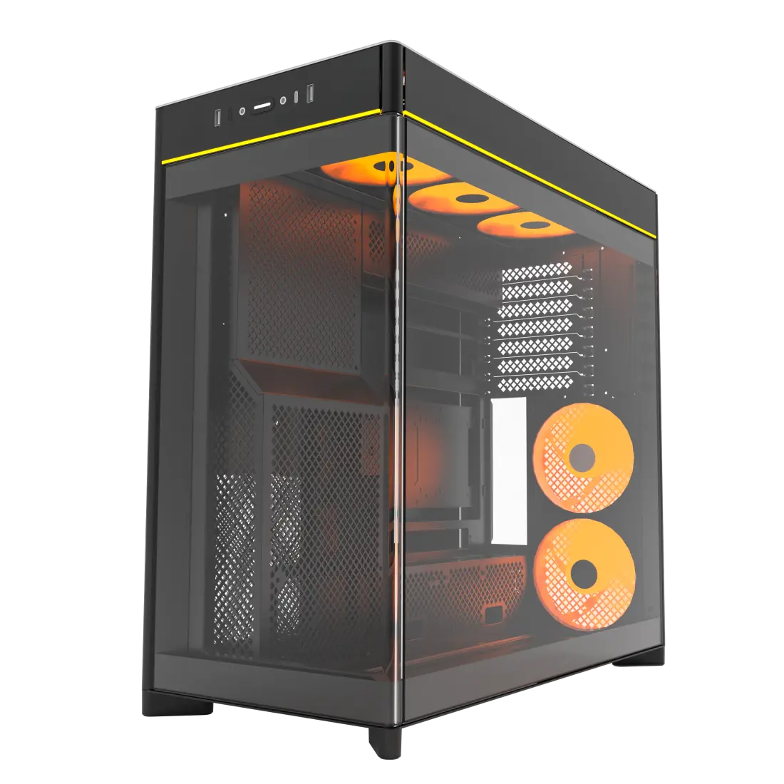 Montech HS02 Pro Tempered Glass Front Panel ATX Case - 5x GF120 V2 ARGB fans included 2 Montech HS02 Pro Tempered Glass Front Panel ATX Case - 5x GF120 V2 ARGB fans included - Ảnh 2