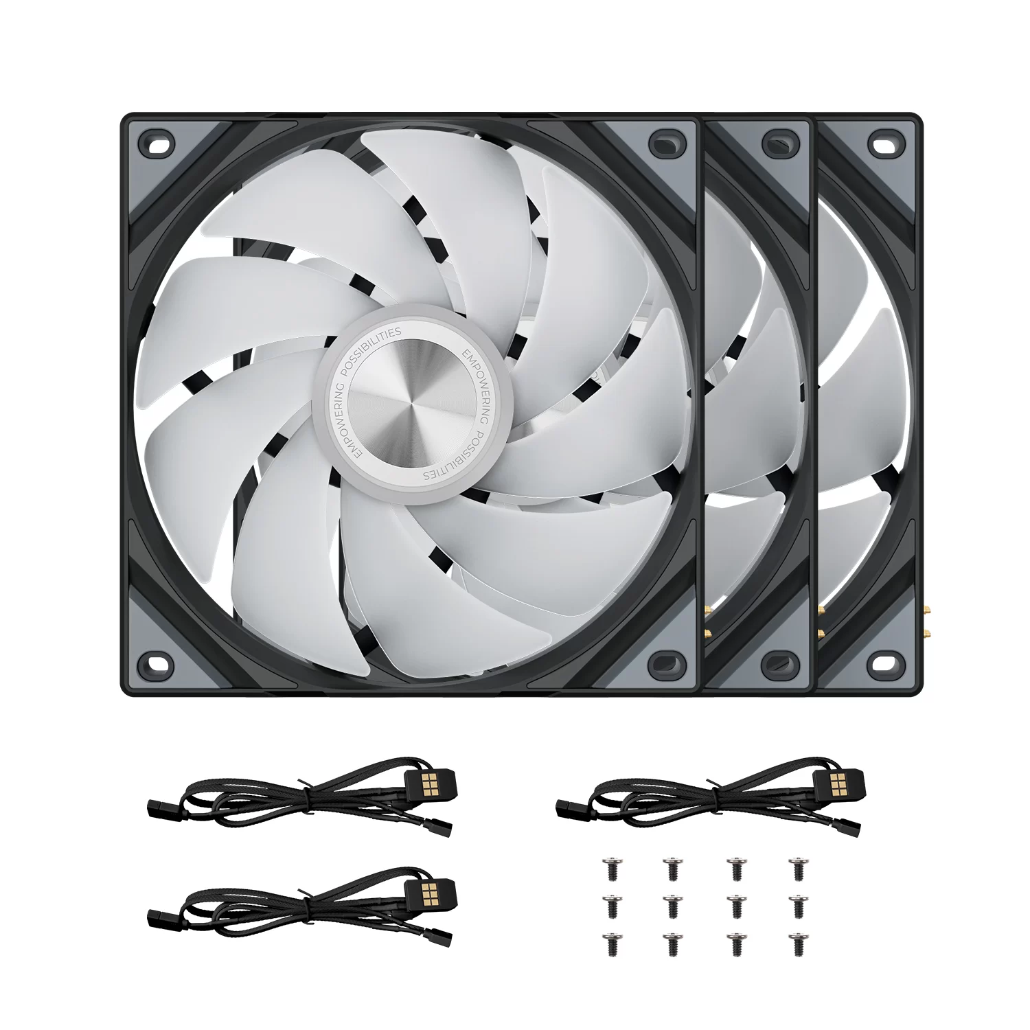 TRYX ROTA SL ARGB 120 Triple Pack Black Fan - Regular Flow, 3x120mm PWM, Daisy Chain Magnetic Connection 7 TRYX ROTA SL ARGB 120 Triple Pack Black Fan - Regular Flow, 3x120mm PWM, Daisy Chain Magnetic Connection - Ảnh 7