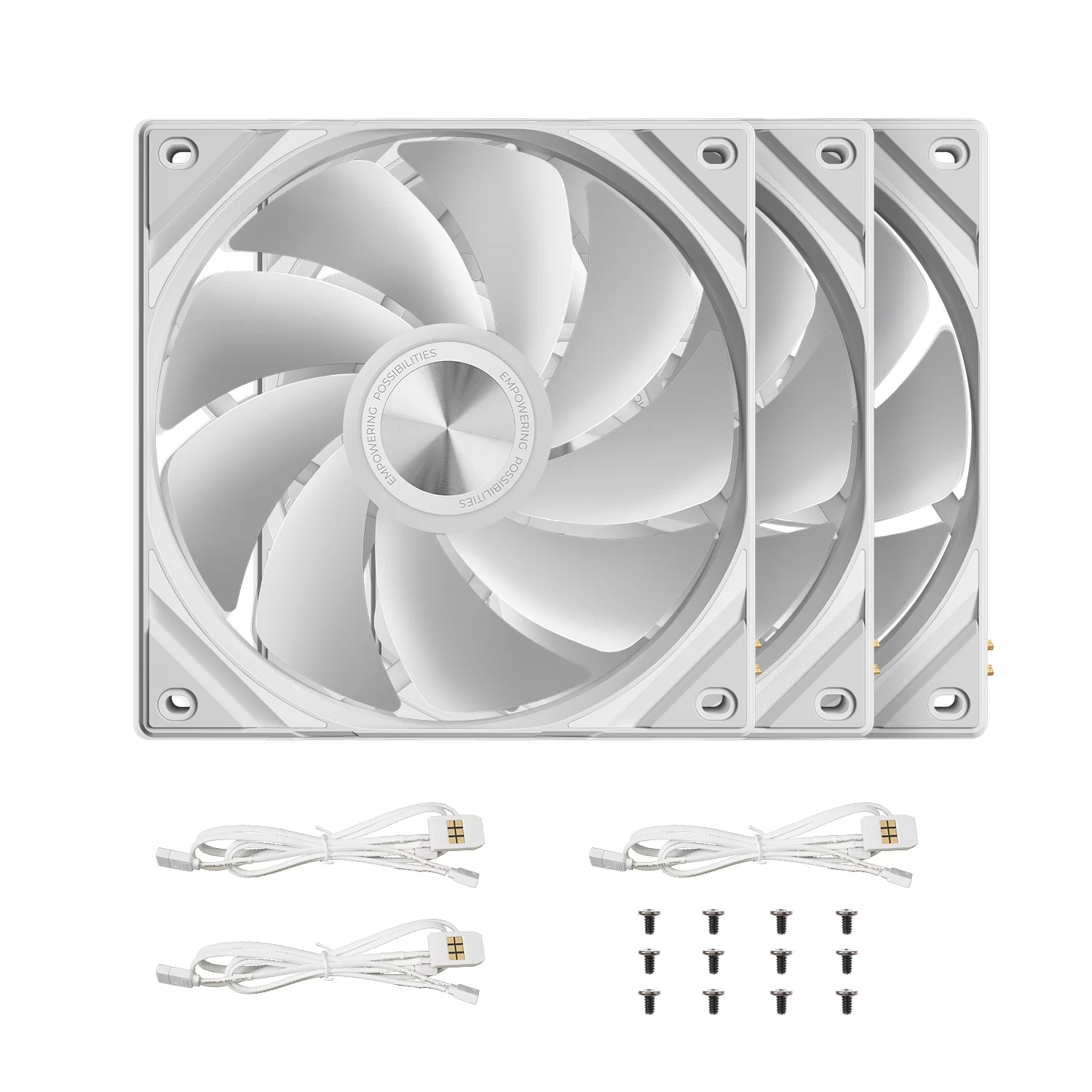 TRYX ROTA SL ARGB Reverse 120 Triple Pack White Fan - Reverse Flow, 3x120mm PWM, Daisy Chain Magnetic Connection 6 TRYX ROTA SL ARGB Reverse 120 Triple Pack White Fan - Reverse Flow, 3x120mm PWM, Daisy Chain Magnetic Connection - Ảnh 6
