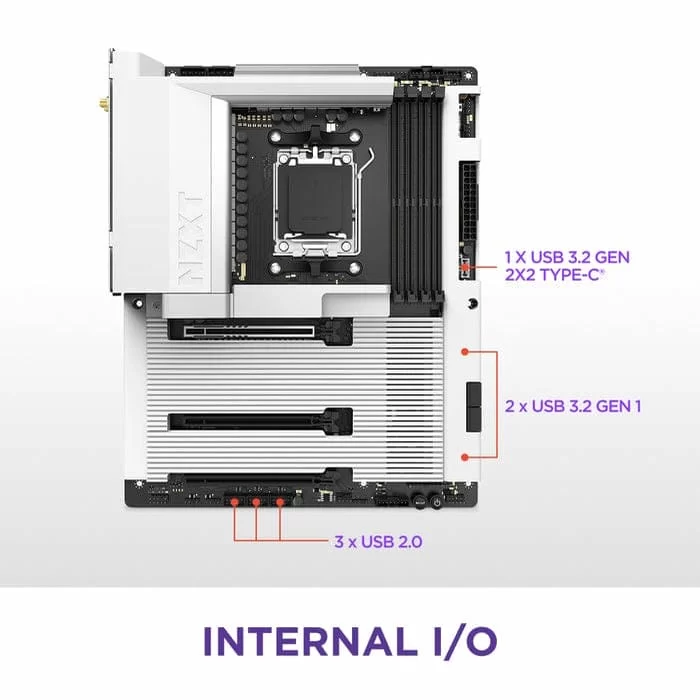 NZXT N7 B850 White ATX Gaming Wi-Fi (N7-B850-W1) Mainboard 7 NZXT N7 B850 White ATX Gaming Wi-Fi (N7-B850-W1) Mainboard - Ảnh 7