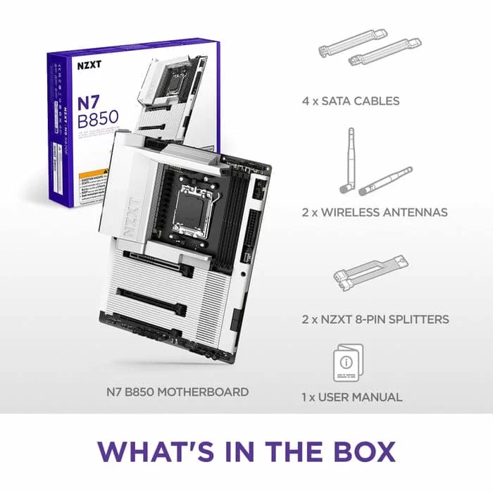 NZXT N7 B850 White ATX Gaming Wi-Fi (N7-B850-W1) Mainboard 9 NZXT N7 B850 White ATX Gaming Wi-Fi (N7-B850-W1) Mainboard - Ảnh 9