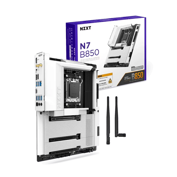 NZXT N7 B850 White ATX Gaming Wi-Fi (N7-B850-W1) Mainboard 2 NZXT N7 B850 White ATX Gaming Wi-Fi (N7-B850-W1) Mainboard - Ảnh 2