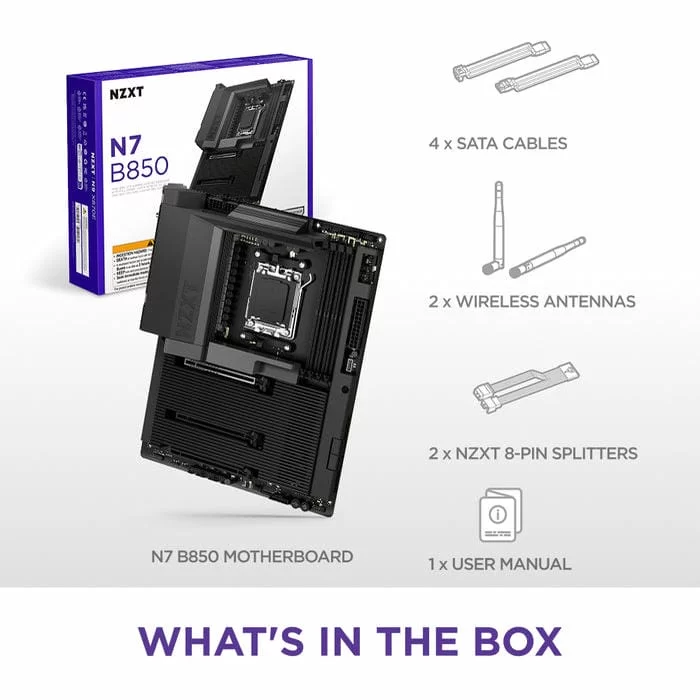 NZXT N7 B850 Black ATX Gaming Wi-Fi (N7-B850-B1) Mainboard 8 NZXT N7 B850 Black ATX Gaming Wi-Fi (N7-B850-B1) Mainboard - Ảnh 8